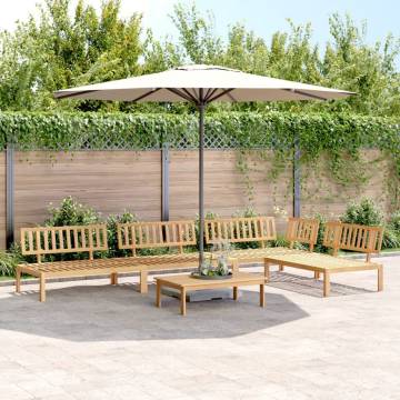 5 Piece Garden Pallet Sofa Set - Solid Wood Acacia | Hipo Market