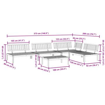 5 Piece Garden Pallet Sofa Set - Solid Wood Acacia | Hipo Market