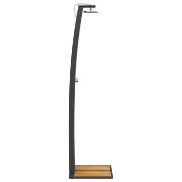 Stylish Black Outdoor Shower - Durable Poly Rattan & Acacia Wood