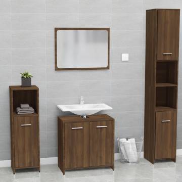 Stylish Brown Oak Bathroom Furniture Set | HipoMarket