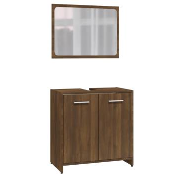 Stylish Brown Oak Bathroom Furniture Set | HipoMarket