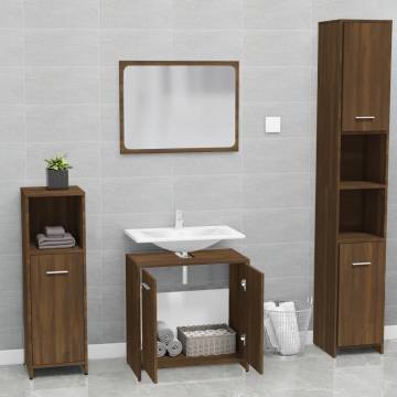 Stylish Brown Oak Bathroom Furniture Set | HipoMarket