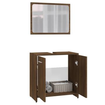 Stylish Brown Oak Bathroom Furniture Set | HipoMarket