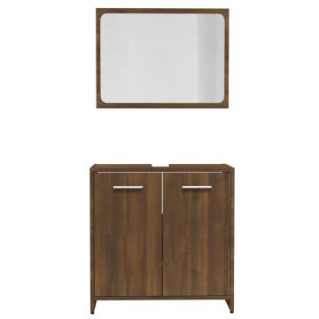 Stylish Brown Oak Bathroom Furniture Set | HipoMarket