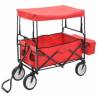 Folding Hand Trolley with Canopy Steel Red - Versatile & Sturdy