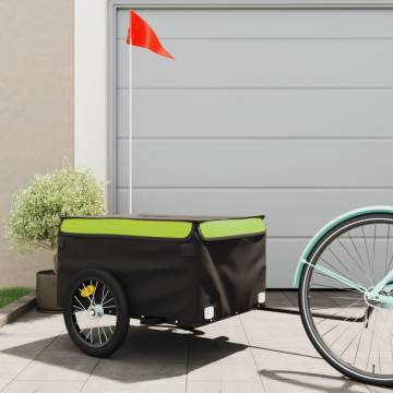 Bike Trailer Black and Green - 45 kg Iron | Hipo Market