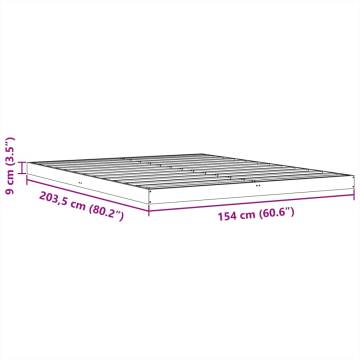 King Size Bed Frame Wax Brown 150x200 cm Solid Pine Wood