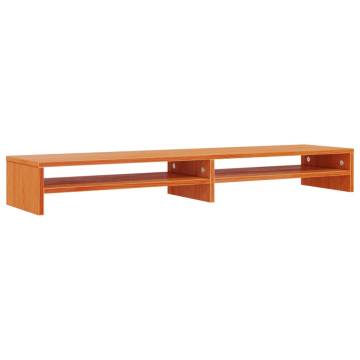 Monitor Stand Wax Brown - Solid Pine Wood, 100x24x13 cm