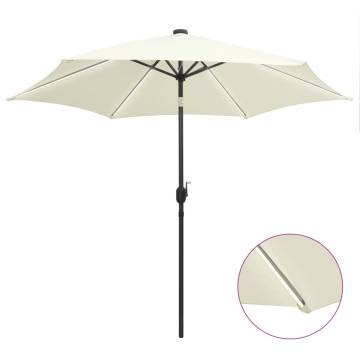 Parasol with LED Lights & Aluminium Pole - 300 cm Sand White