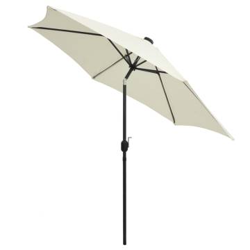 Parasol with LED Lights & Aluminium Pole - 300 cm Sand White