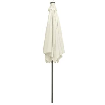 Parasol with LED Lights & Aluminium Pole - 300 cm Sand White