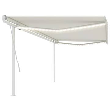 Manual Retractable Awning with LED - 5x3 m Cream | HipoMarket