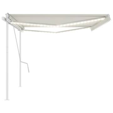 Manual Retractable Awning with LED - 5x3 m Cream | HipoMarket