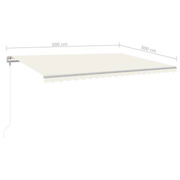 Manual Retractable Awning with LED - 5x3 m Cream | HipoMarket