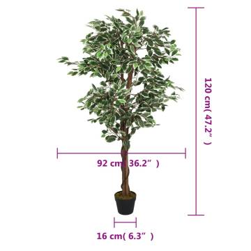 Artificial Ficus Tree - 630 Leaves, 120 cm Green | HipoMarket