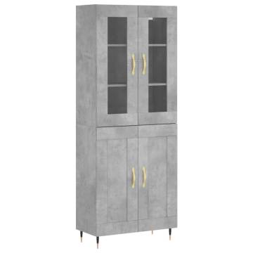 Stylish Highboard in Concrete Grey - 69.5x34x180 cm