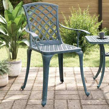 Green Cast Aluminium Garden Chairs - Set of 2 | HipoMarket