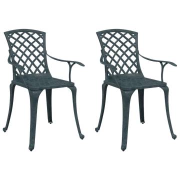 Green Cast Aluminium Garden Chairs - Set of 2 | HipoMarket