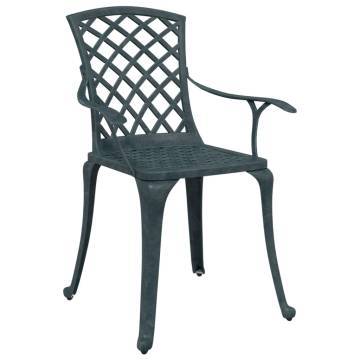 Green Cast Aluminium Garden Chairs - Set of 2 | HipoMarket