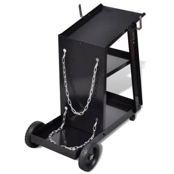 Welding Cart Black Trolley - 3 Shelves Workshop Organiser