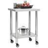 Stainless Steel Kitchen Work Table with Wheels - 60x45x85 cm