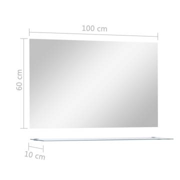 Stylish Wall Mirror with Shelf - 100x60 cm Tempered Glass