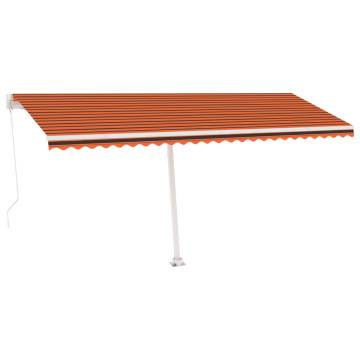 Manual Retractable Awning with LED - 500x350 cm Orange/Brown