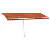 Manual Retractable Awning with LED - 500x350 cm Orange/Brown