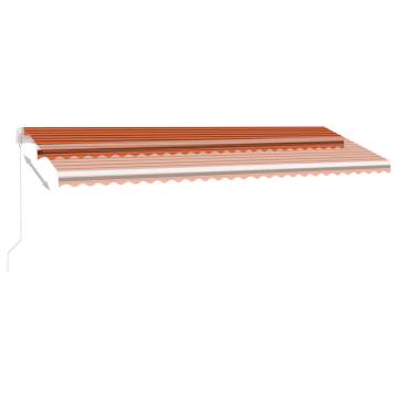 Manual Retractable Awning with LED - 500x350 cm Orange/Brown