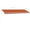 Manual Retractable Awning with LED - 500x350 cm Orange/Brown