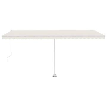 Manual Retractable Awning with LED - 500x300 cm Cream