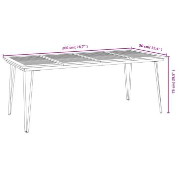 Garden Table with Hairpin Legs - Solid Acacia Wood 200x90cm