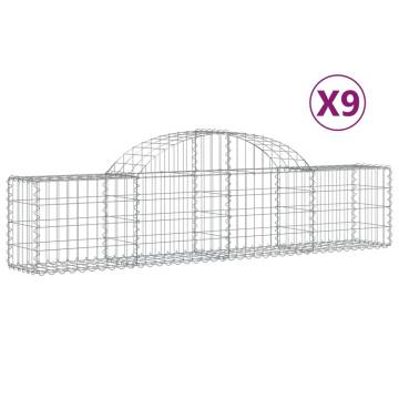 Arched Gabion Baskets - 9 pcs Galvanised Iron Garden Barrier