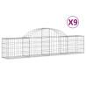 Arched Gabion Baskets - 9 pcs Galvanised Iron Garden Barrier