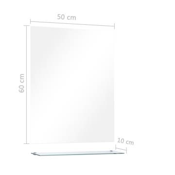 Stylish Wall Mirror with Shelf - 50x60 cm Tempered Glass