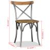 Dining Chairs Set of 6 - Solid Mango Wood & Steel Cross Back