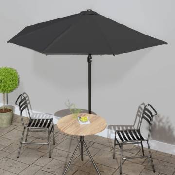 Elegant Black Balcony Parasol with Aluminium Pole - 300x155 cm