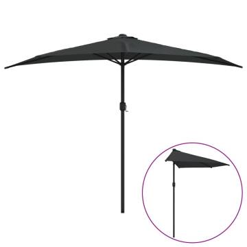 Elegant Black Balcony Parasol with Aluminium Pole - 300x155 cm