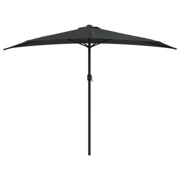 Elegant Black Balcony Parasol with Aluminium Pole - 300x155 cm