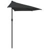 Elegant Black Balcony Parasol with Aluminium Pole - 300x155 cm