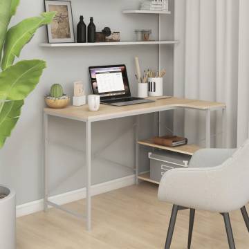 Stylish White and Oak Computer Desk | 110x72 cm | Hipomarket UK