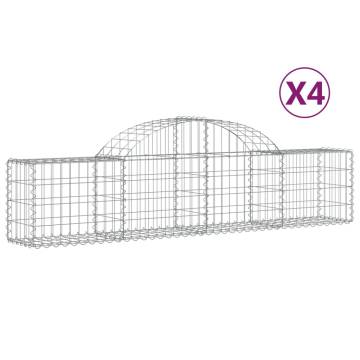 Arched Gabion Baskets - 4 pcs Galvanised Iron | HipoMarket