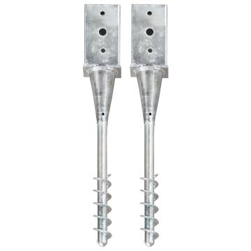 Durable Ground Spikes - 2 pcs Galvanised Steel 8x8x57 cm