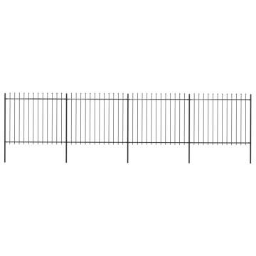 Garden Fence with Spear Top Steel 6.8x1.5m - Black | HipoMarket