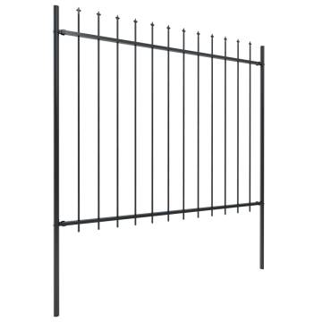 Garden Fence with Spear Top Steel 6.8x1.5m - Black | HipoMarket