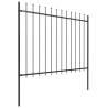 Garden Fence with Spear Top Steel 6.8x1.5m - Black | HipoMarket