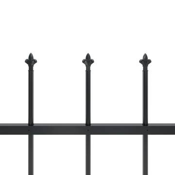 Garden Fence with Spear Top Steel 6.8x1.5m - Black | HipoMarket