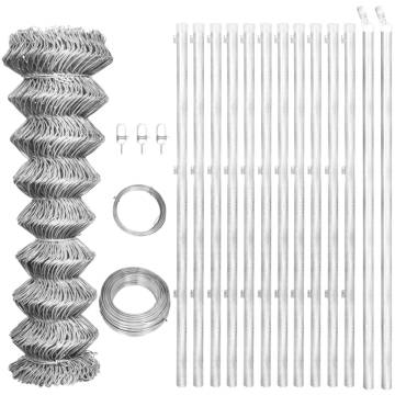 Galvanised Steel Chain Link Fence with Posts - 25x1.25m