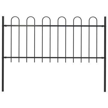 Elegant Black Garden Fence with Hoop Top - 1.7m Steel