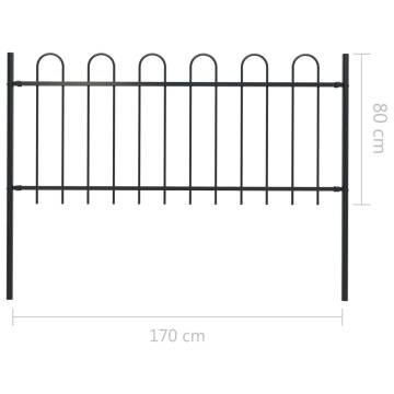 Elegant Black Garden Fence with Hoop Top - 1.7m Steel